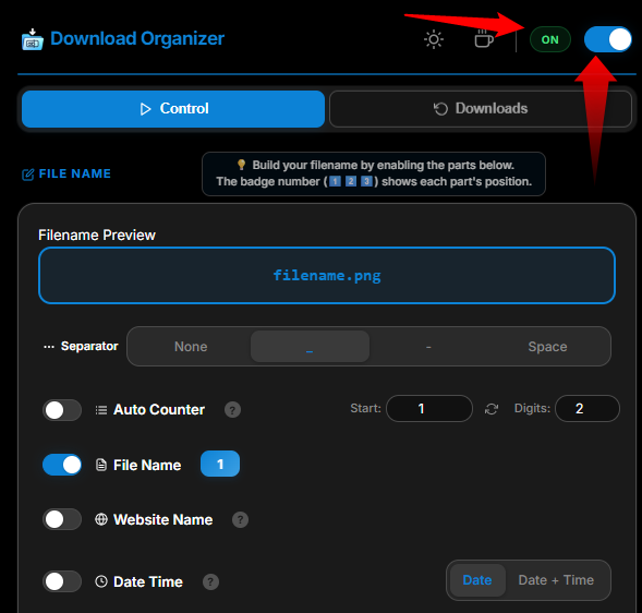 ON/OFF toggle switch