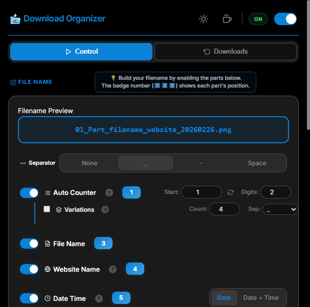 Extension in Dark Mode
